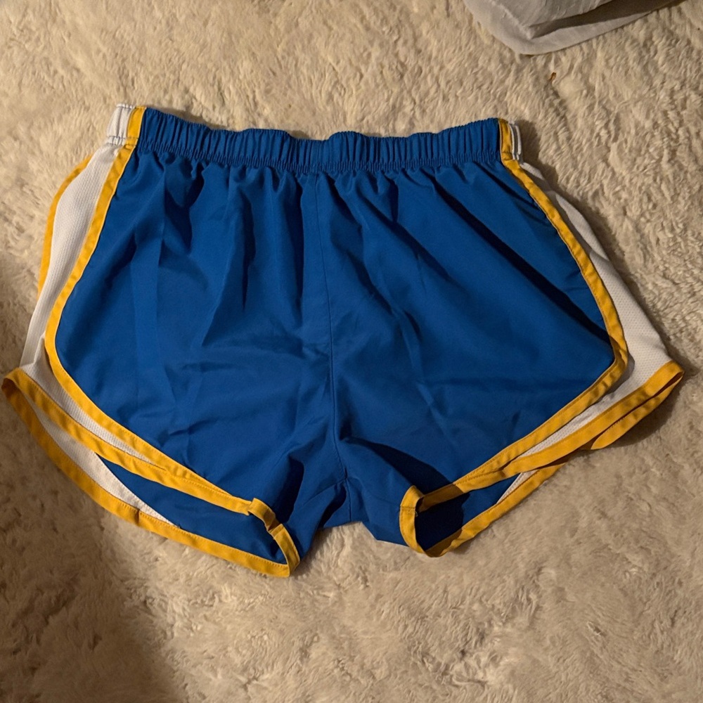 Nike Blue and Yellow Women's Athletic Shorts